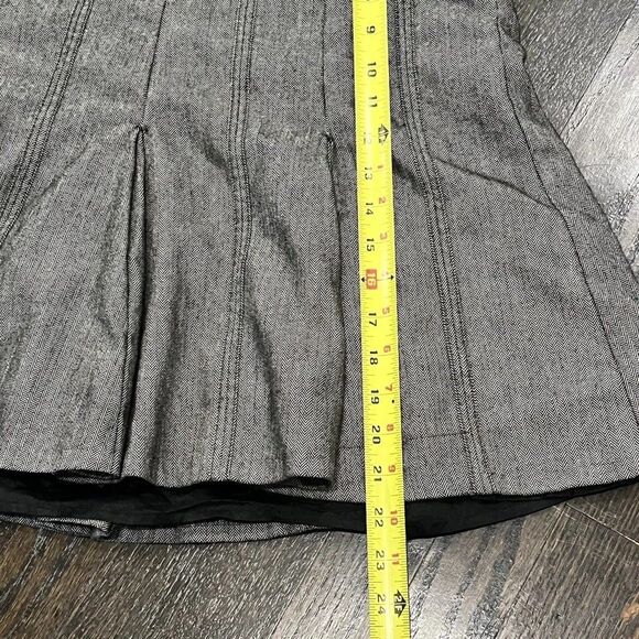 Ann Taylor Loft Skirt Womens 4 Black Herringbone Pleated Trumpet Lined Wool - Picture 6 of 6